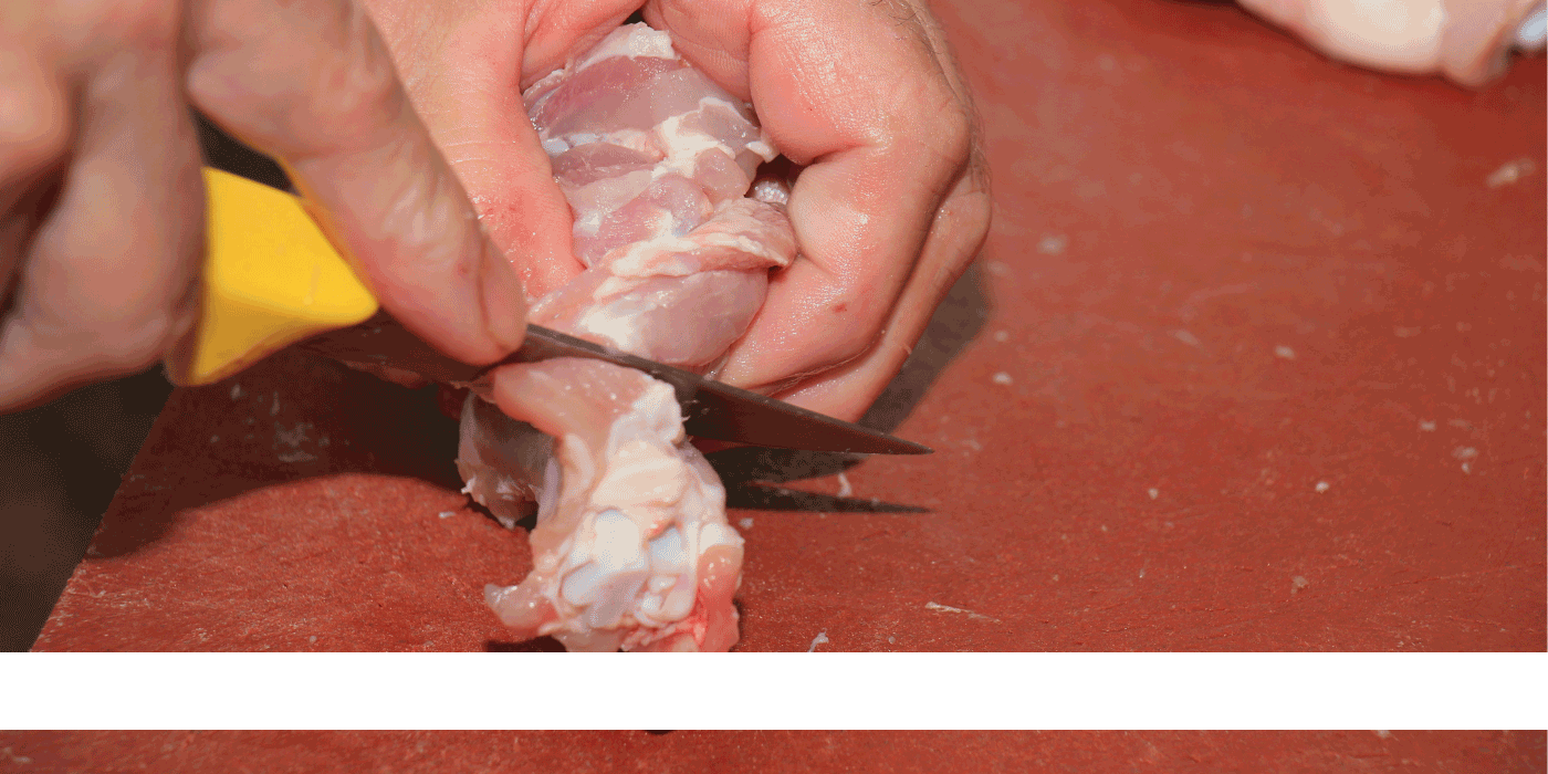 how do you cut chicken bones with a knife