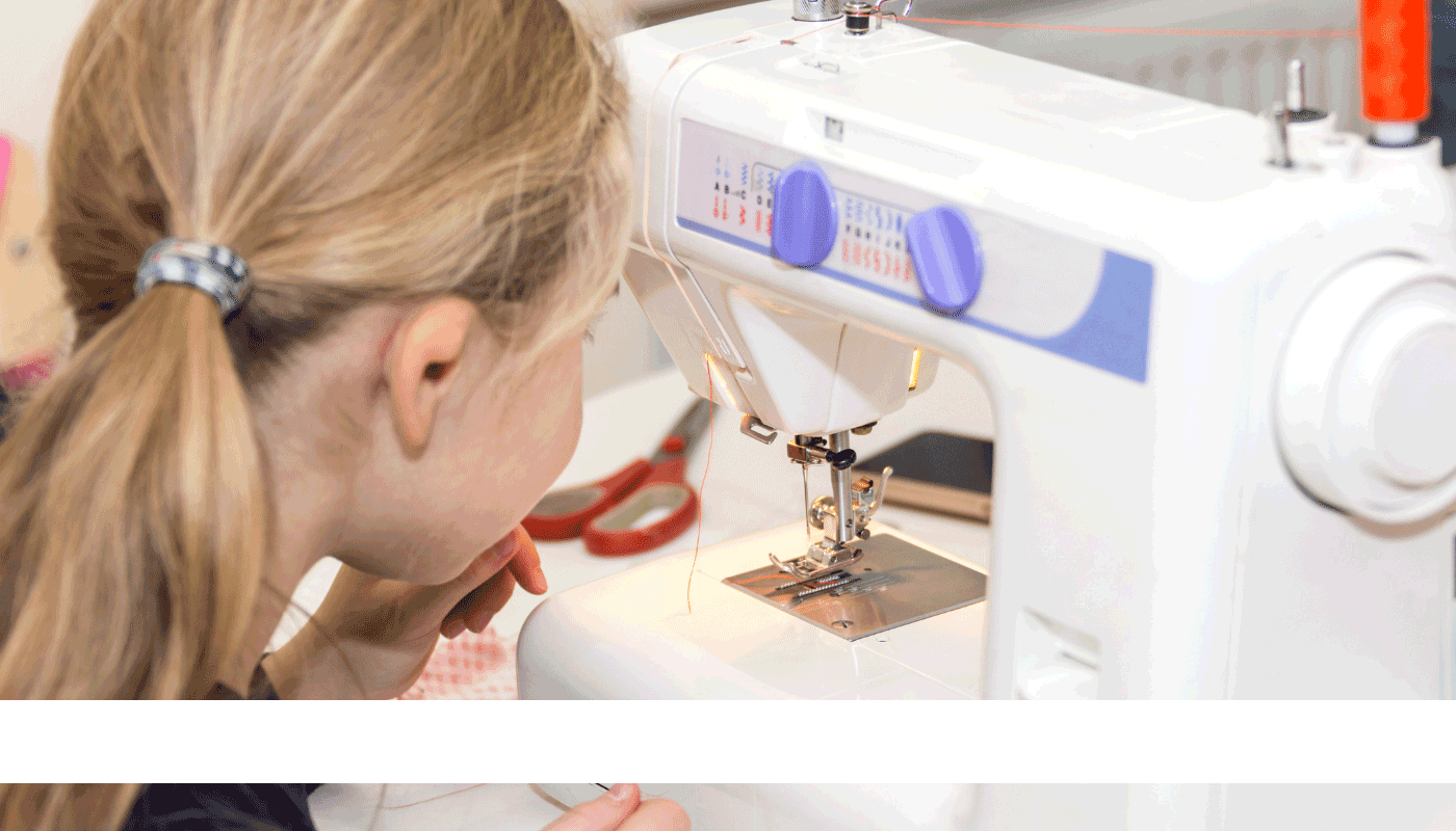 teenager sewing machine