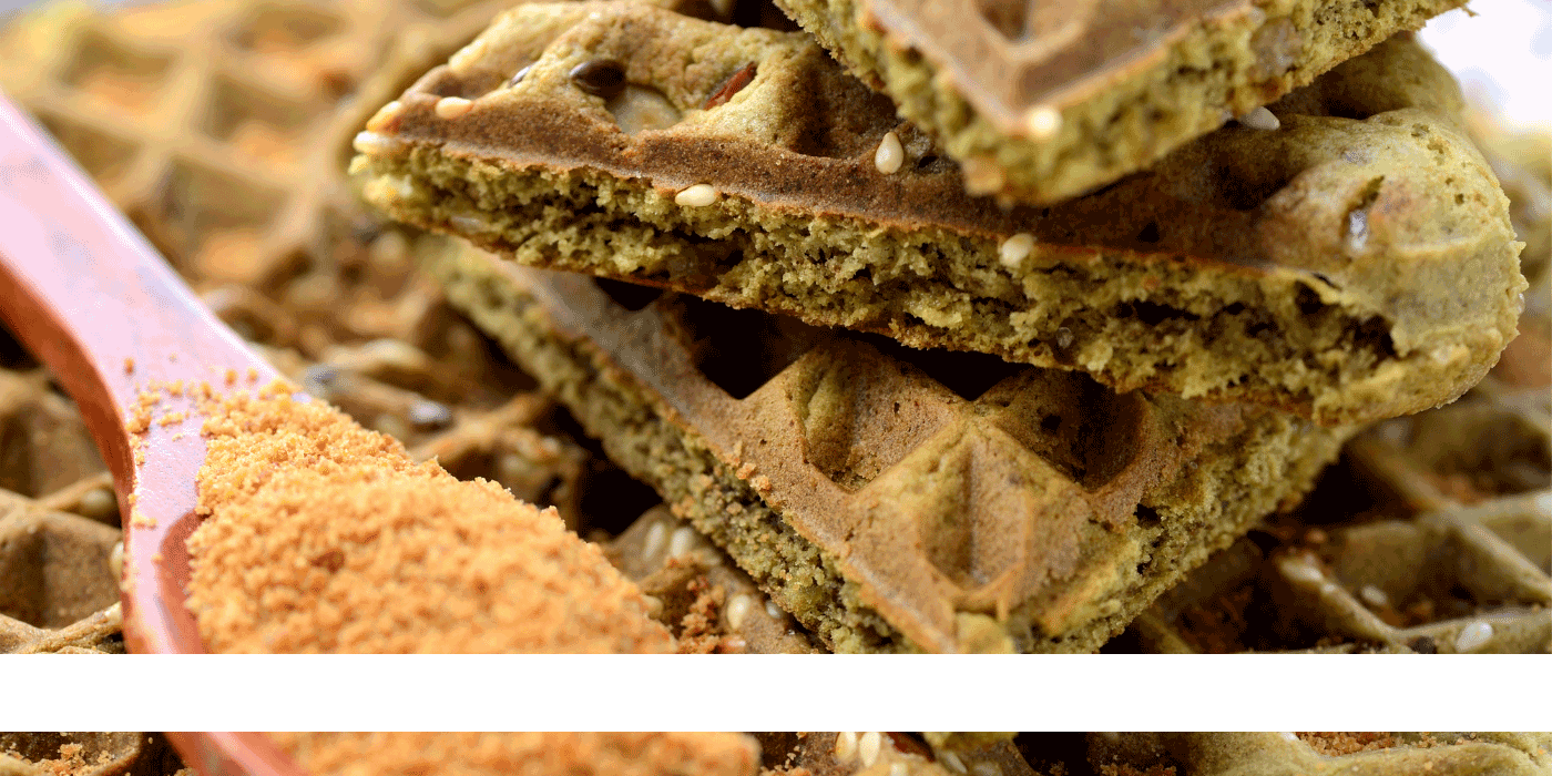 matcha coconut waffles