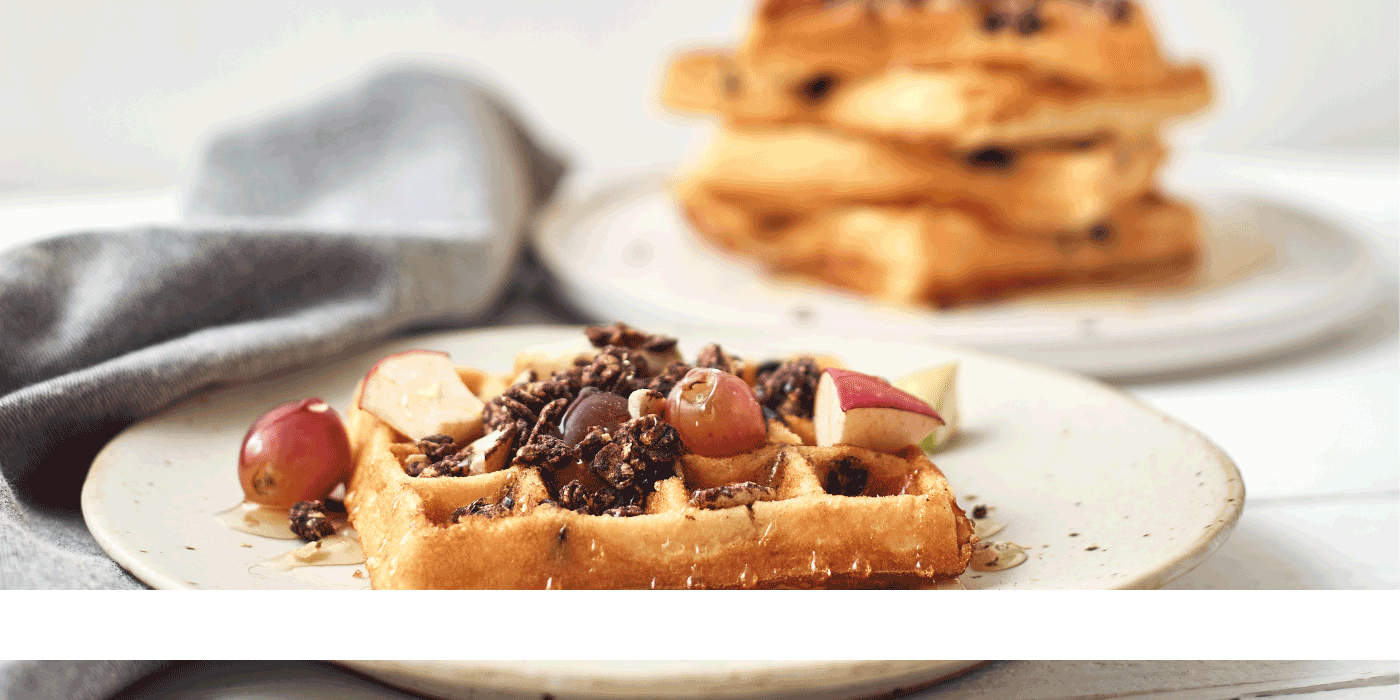 nutty granola waffles